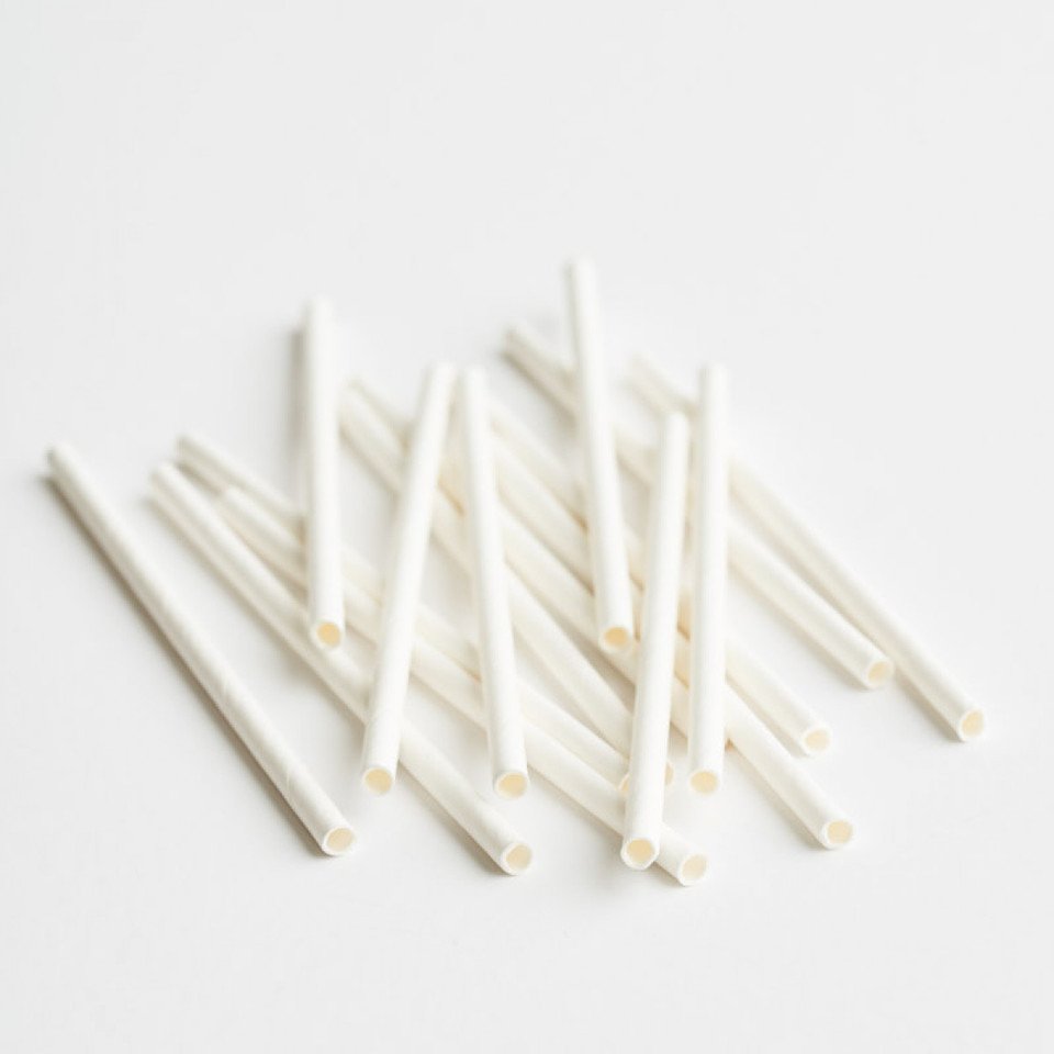 Premium 3Ply Drinking Straws COCKTAIL PLAIN WHITE 135mm x 5mm - Epicure
