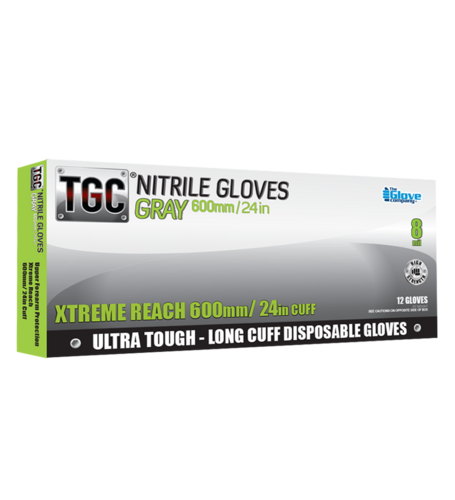 Nitrile Grey Gloves 600mm PowderFree MEDIUM - TGC