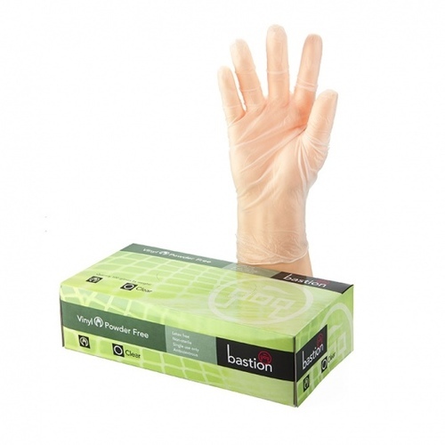 Vinyl PowderFree Clear LARGE Pack 100 - Bastion