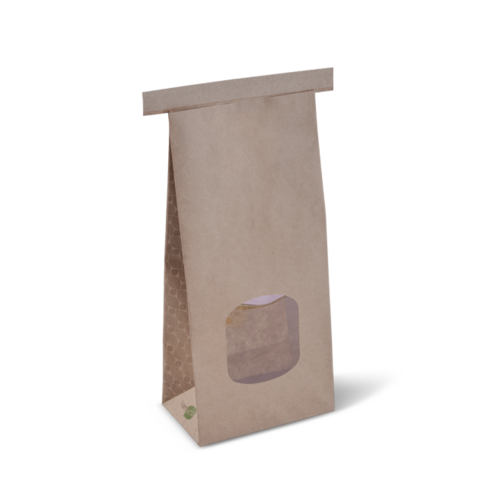 Medium Window Tin-Tie Bag I Am Eco™ Brown 246 x 115 x 72 - Detpak