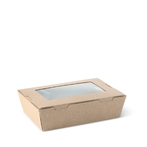 Medium Window Lunch Box (1100ml) Brown 180 x 120 x 50 - Detpak