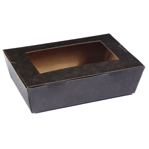 Small Window Lunch Box (700ml) Black 150 x 100 x 45 - Detpak