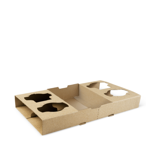4 Cup Drink Tray Brown 290 x 174 x 37 - Detpak