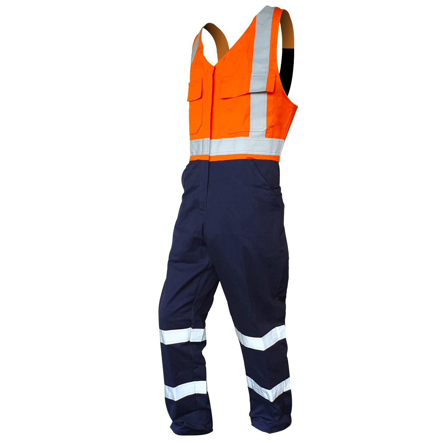 Overall Action Bib, 300Gsm Cotton, Orange/Navy,D/N-Size 10