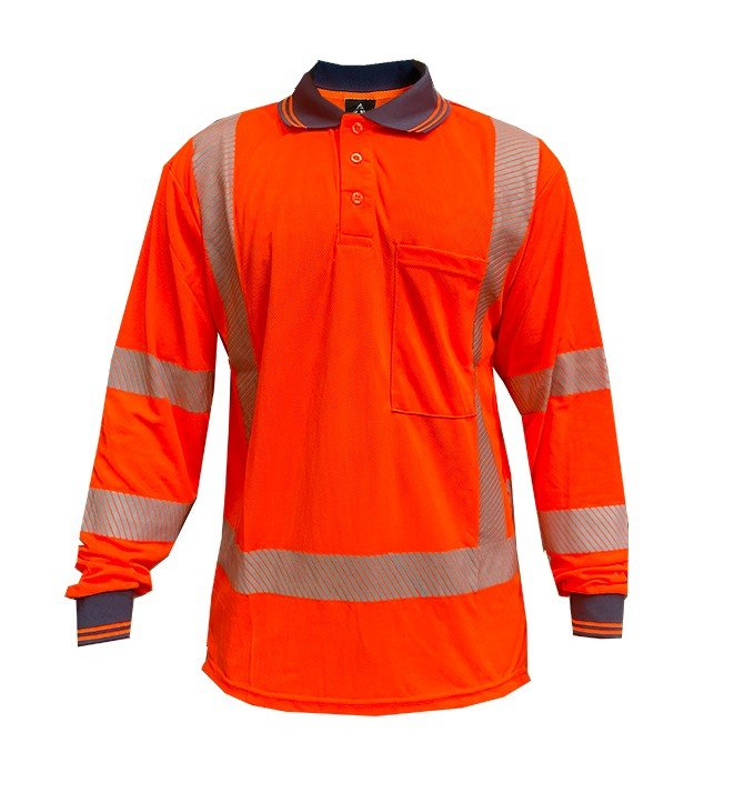 Polo Shirt Ls, Ttmc, Side Vents, Transfer Tape-Size 3Xl
