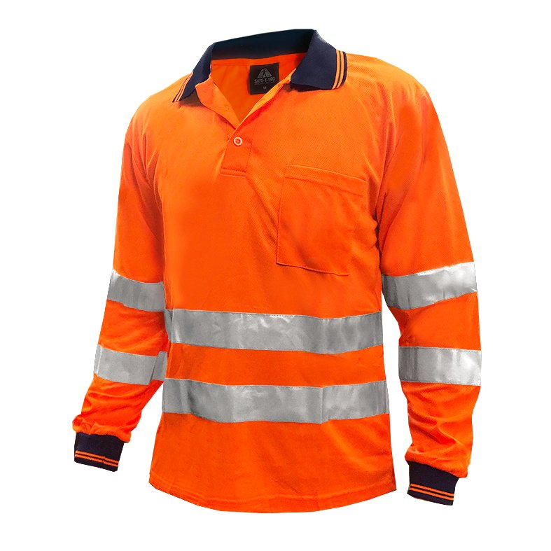 Polo Shirt, Ls, Orange, Tape Au Style-Size 8Xl