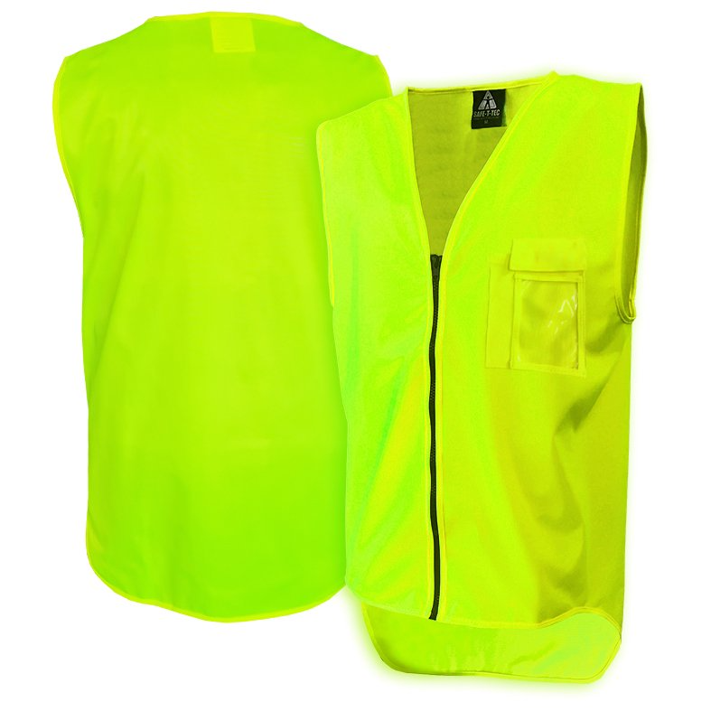 Hi-Vis Vest, Day Only, Zip, Yellow-Size 6Xl