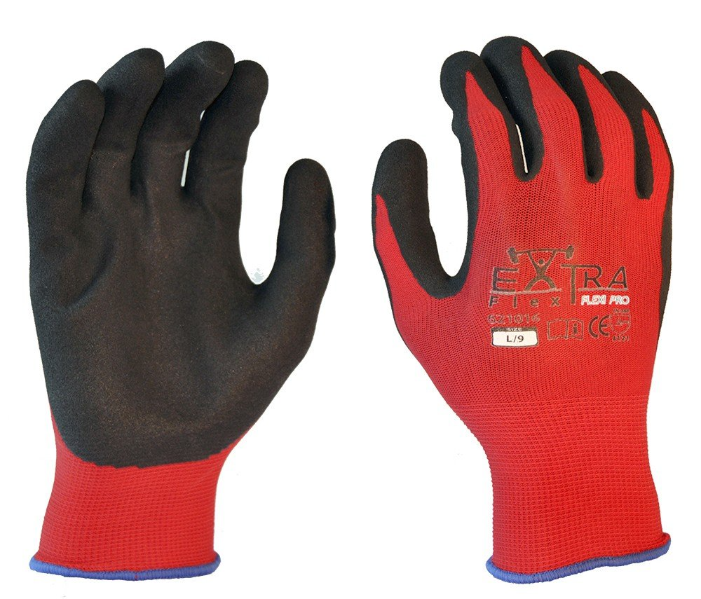 Flexi Pro, Black Sandy Latex, Red Nylon Liner-Size L
