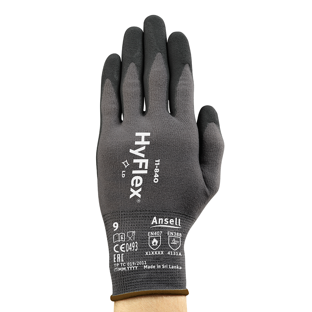 Ansell HyFlex 11-840 Foam Nitrile-Coated General Purpose Gloves – Improved Durability, Grip, and Abrasion Protection - 2XL