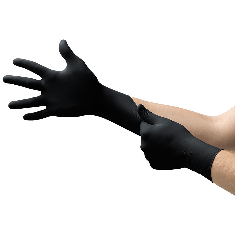 Ansell MicroFlex 93-852 Black Nitrile Fully Textured Disposable Gloves - M