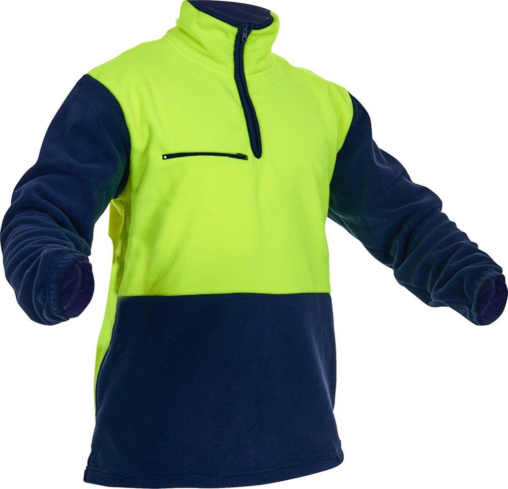 Caution hi-vis day-only polar fleece half-zip tunic, yellow/navy, size 3XL