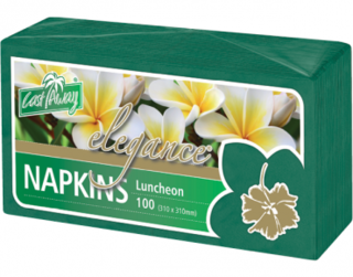 Elegance' Luncheon Napkins, Quarter Fold, Pine Green - Castaway