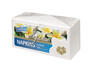 Elegance' Cocktail Napkins, Quarter Fold, White - Castaway