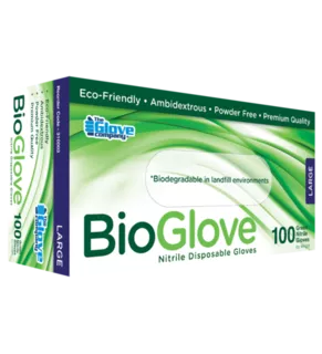 Nitrile Disposable Gloves Biodegradable LARGE Pack 100 - BioGlove