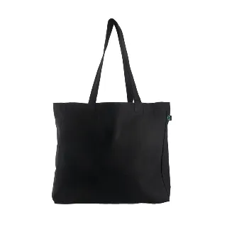 Certified Organic Canvas Black Tote Bag with Gusset - Ecobags