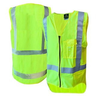 Hi-Vis Vest, Zip, D/N, Flame Ret, Yellow-Size 8Xl