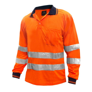 Polo Shirt, Ls, Orange, Tape Au Style-Size M