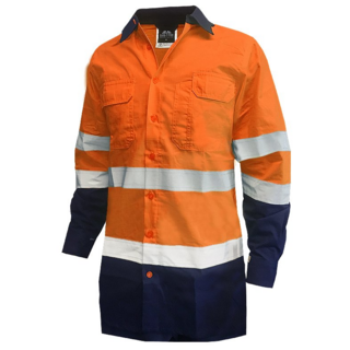 150Gsm Cotton Ripstop Shirt, Ls, Orange Blue, Dn-Size Xs